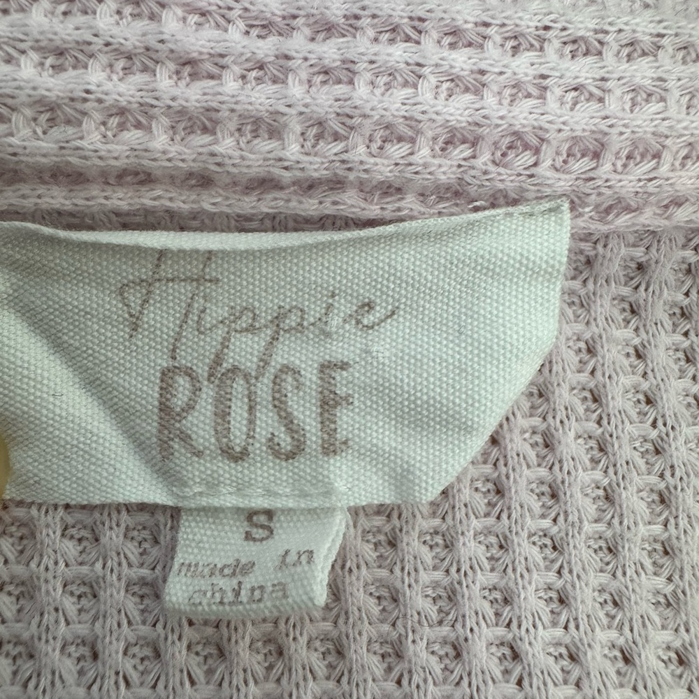 Hippie Rose Pink Waffle Knit Button Down Shirt Double Front Pockets Size Small - Picture 6 of 9
